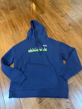 Fanatics Seattle Seahawks Navy Hoodie with Neon Green Logo